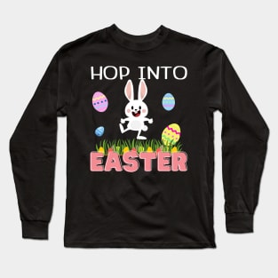 Cute Hop Into Easter Squad Rabbit Bunny Cousin Crew Kids Man Long Sleeve T-Shirt